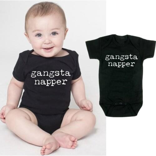 Summer Baby Boy Clothes Newbron Cotton Black Baby Bodysuit Letters Print Infant Boy Girl Bodysuits