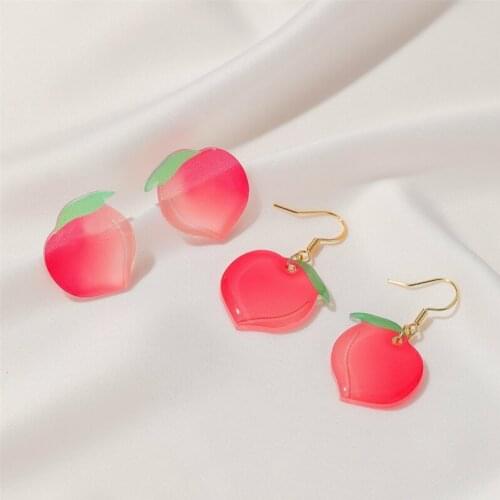 Kpop Fashion Acrylic Fruit Pink Peach Drop Earrings for Women 2020 Simple Sweet Peach Earring Party Jewelry Gifts Cute Earrings