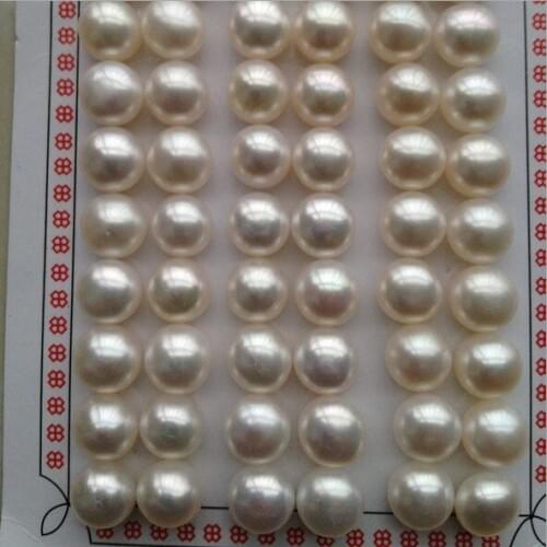 Fashion Half Bored Loose Pearls in Pairs White/Pink/Purple Natural Pearl Colors 33Pairs/Paper 7.5-8mm DIY Half Hole Loose Beads