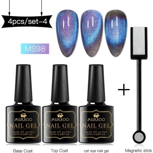MSRUIOO 4PCS Aurora Cat Magnetic Gel Transparent UV Gel Polish Varnishes Hybrid Nails For Manicure Chameleon Jelly Color Gel