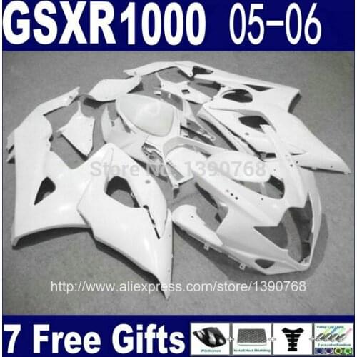 Injection mold plastic fairings set for SUZUKI K5 GSX-R1000 05 06 GSXR 1000 2005 2006 all white ABS fairing kit NM63