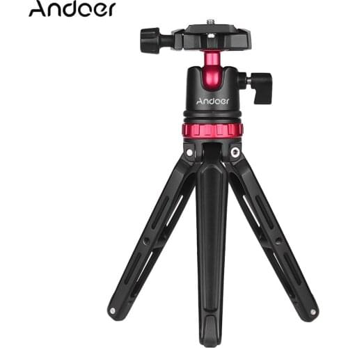 Andoer Aluminium Alloy Desktop Tabletop Tripod with Panoramic Ball Head Ballhead Quick Release Plate Bubble Level 1/4 In Screw