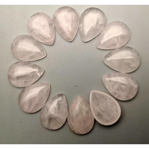 Natural stone cab cabochon Roses Quartz 25x18MM water drop bead Teardrop for jewelry making accessories 12Pcs/lot Free shipping