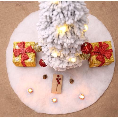 2019 New Xmas Tree Skirt 60cm White Snow Plush Christmas Tree Skirt Base Floor Mat Cover XMAS Party Decoration