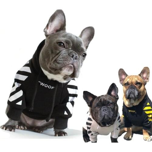 SUPREPET Pet Dog Clothes for French Bulldog Adidog Stripe Pattern Dog Hoodie Pet Dog Clothes Dog Jacket for French Bulldog
