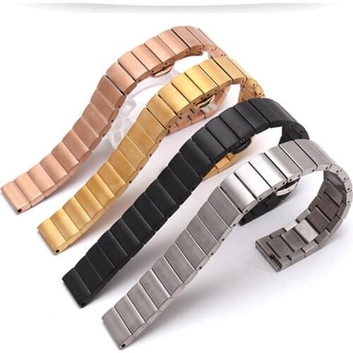 Watch band Compatible for Gear S3 Classic S2 with Stainless Steel Double Click Butterfly Buckle Watch Band WB102