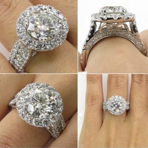 Luxury Female Big Zircon Stone Ring Silver Color Filled Ring Vintage Wedding Band Promise Engagement Rings For Women Best Gifts