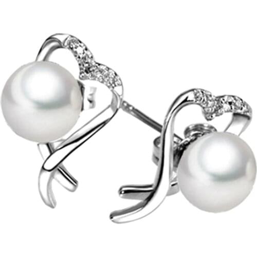 Sinya pearl stud earrings 925 sterling silver fine jewelry Freshwater pearl cubic zirconia earrings for women mother gift