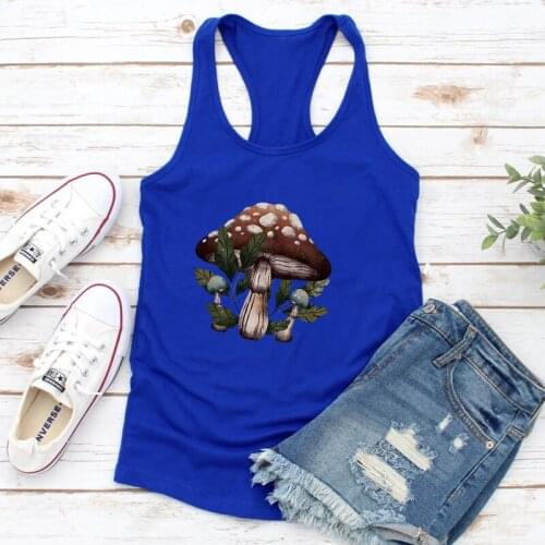 Color mushroom Printed Tanks Tops Women 2020 Summer Female Tank Top Women Loose Harajuku Camiseta Tirantes Mujer y2k tops