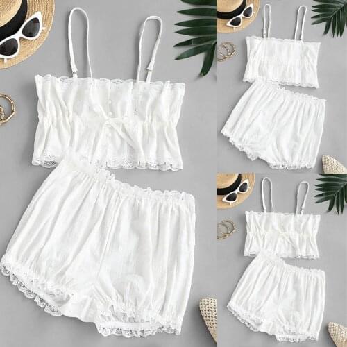 Ladies sexy sling pajamas set Fashion sexy home service printed lace solid color pajamas home service pajamas set пижама женская