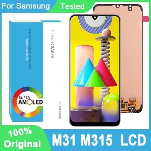 100% Original 6.4'' AMOLED Display For Samsung Galaxy M31 M315 M315F SM-M315F LCD Touch Screen Digitizer Assembly Repair Parts