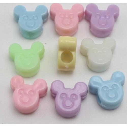100 Mixed Pastel Color Acrylic Mouse Face Pony Bead 13X12mm for Kids Kandi Craft