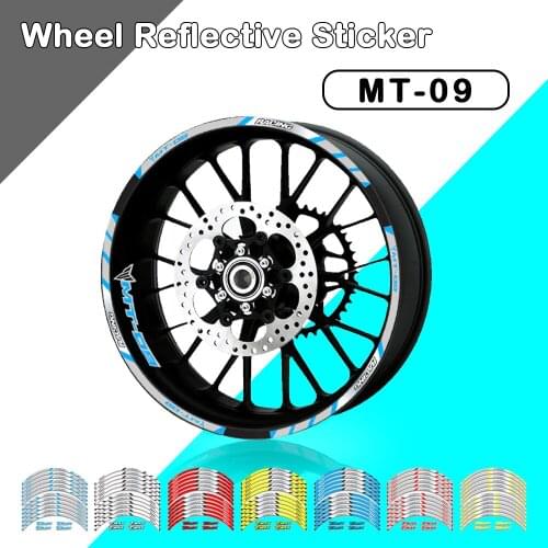 12 Strips Stickers Motorcycle Decals Reflective Waterproof Wheel Decals For YAMAHA MT-07 FZ-07 MT07 MT09 FZ09 TRACER 2014-2020