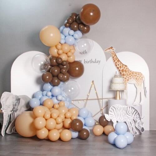 161Pcs/set Coffee Skin Blue Balloons Arch Garland Brown Skin Color Ballon Globos for Baby Shower Wwedding Birthday Party Decor