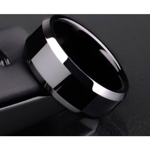 2017 Hot Selling Free Shipping 8mm Tungsten Mans Rings Plating the IP Black High Polished Comfort Fit Band Size 5-12