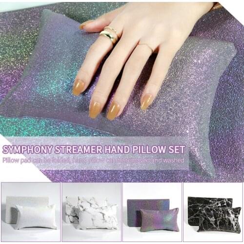 4 Colors Soft Nail Hand Pillow Set Hand Palm Rest Marble Blending Hand Pillow PU Leather Nail Art Mat Foldable Manicure Tool