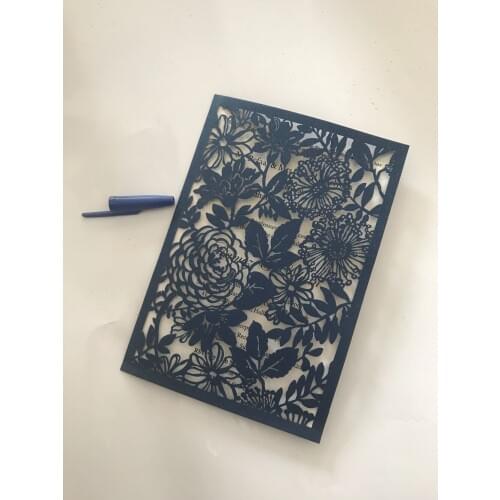 50pcs/lot laser cut flower Wedding invitation Cards Greeting invitation Favor Adult ceremony Birthday baptism Party Decoration