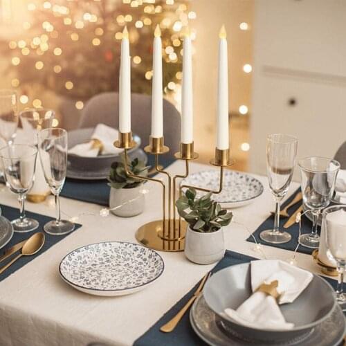6Pcs LED Taper Candle for Dinner, Flickering Flameless Tapered Battery Operated Table Settings Weddings Birthday Parties-ABUX
