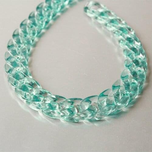 80pcs Transparent Vintage Green Acrylic Curb Chain Links,Clear Plastic Curb Chain Links, Open Link per Size 23mmx16mm SC024
