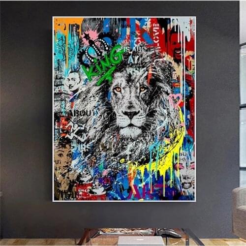 Abstract Graffiti Lion Street Art Posters and Prints Canvas Painting on Wall Art Picture for Living Room Decoration Cuadros