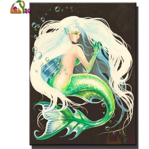 Diamond mosaic Long hair mermaid 5d diy diamond painting cross stitch kits 3d embroidery full rhinestone Halloween Creative Gift