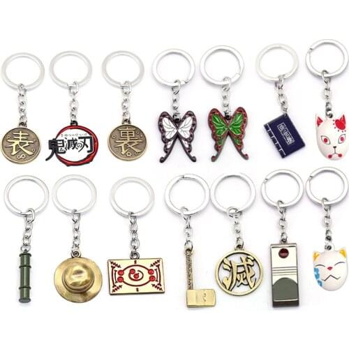 Anime Demon Slayer Kimetsu no Yaiba Keychain Cartoon Kamado Tanjirou Sabito Makomo Metal Pendant Key Chain Keyrings llaveros