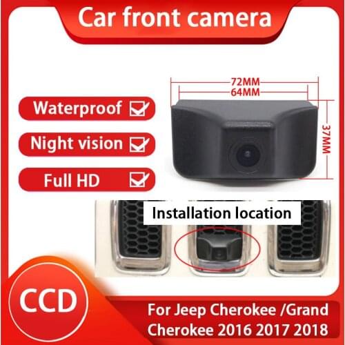Car Vehicl Front View Logo Embeded Camera For Jeep Cherokee /Grand Cherokee 2016 2017 2018 Waterproof Wide Degree Parking Camera