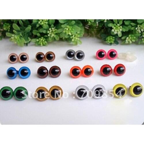 Free shipping!!! 100pcs/lot 5/6/8/9/10/12/13mm wholesale mixed size /mixed color safety eyes with washer toy accessories