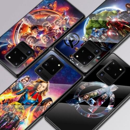 Marvel The Avengers For Samsung Galaxy S20 FE S10e S10 S9 S8 Ultra Plus Lite Plus 5G Tempered Glass Cover Phone Case