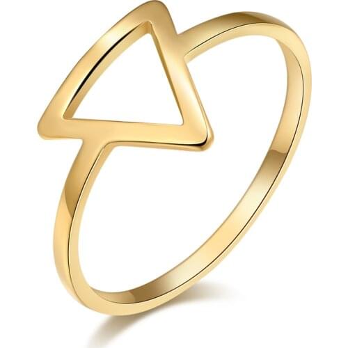 DOTIFI For Women Ring Minimalist 316L Stainless Steel Jewelry Gold Color Geometry Openwork Triangle Finger Party Gift R289