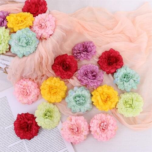 10Pcs Artificial Dahlia Flower Head DIY Hair Clip Wedding Decoration Marigold For Home Christmas Decor Fake Flower Chrysanthemum