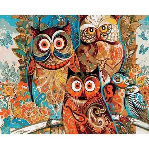 Owl Paintings By Numbers DIY Pictures Oil Coloring By Numbers Set Gift Drawing By Numbers Canvas Decor New Arrivals