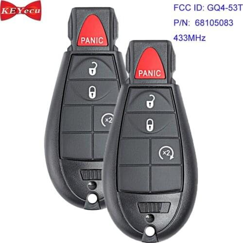 KEYECU 2x for Jeep Cherokee for RAM 1500 2500 3500 4500 2014 2015 2016 2017 18 2019 Remote Key Fob GQ4-53T 68105083 433MHz ID46