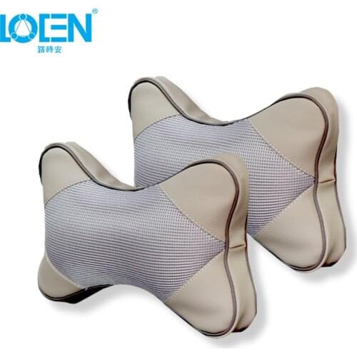 2PCS PU Leather Car AutoNeck Pillow Headrest Cushion Belt Harness Shoulder Pad Cover Cushion Supplies Support Can Mix Color