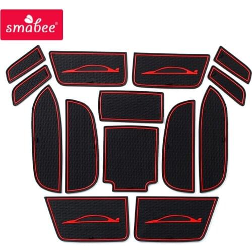 Smabee Gate slot mat For Honda CIVIC 2011 - 2015 CIVIC9 9 2012 2013 2014 Interior Door Pad Cup Holders Non-slip mats RED WHITE