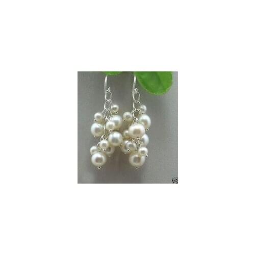 Beautiful Small white Akoya Pearl earrings word earring ohrring Pendiente wholesale 1 pair collares kolye marvel choker