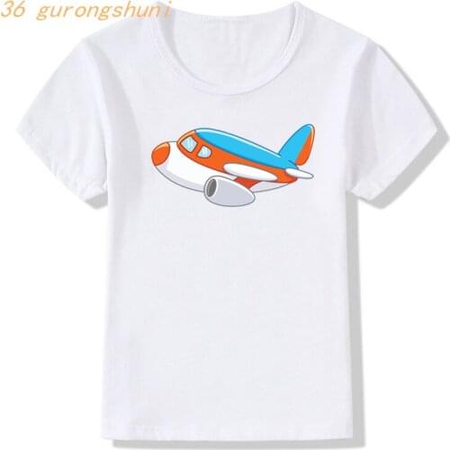 Cute kawaii girl t-shirts children’s clothing kfire truck kids t shirt for boys t shirts school bus plane tops for girls clothes