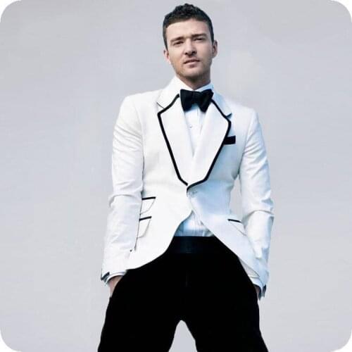 Custom Made Men Suit Slim Fit Groom Tuxedo Black Pants 2Piece Beach Wedding Suits Best Man Blazer Jacket Terno Masculino