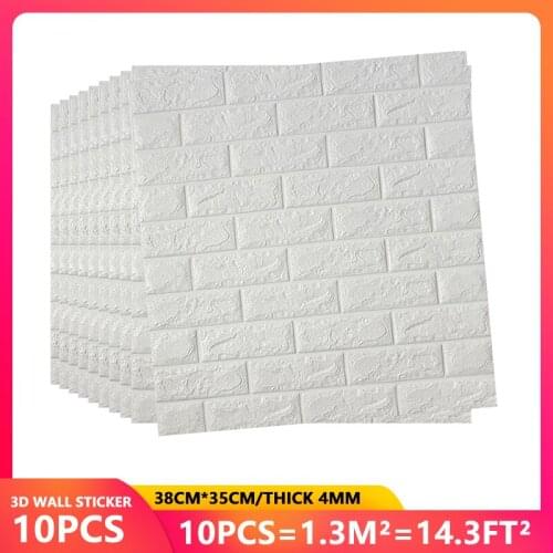 10 Pcs 3D Wall Stickers Self-Adhesive Imitation Brick Sticker Waterproof Paper Brick Stone Wallpaper Hot Sale Bedroom Decoration