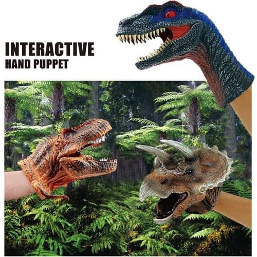 New Role Play Realistic Dinosaur Hand Puppet Animal Action Finger Children Interactive Toy Soft Gloves Model Gift Party Props