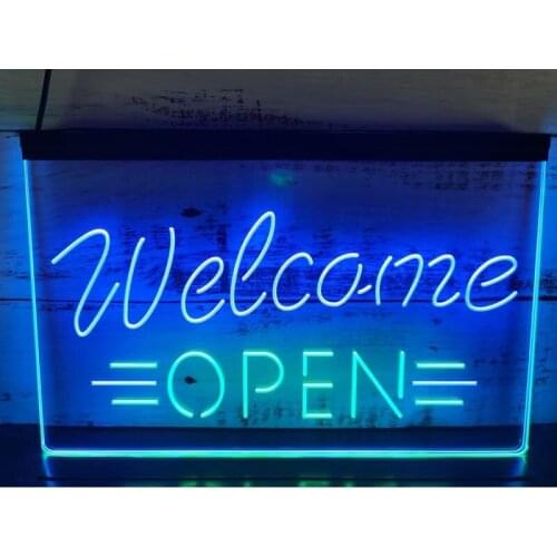 SS141 Open Welcome Shop Display Dual Color LED Neon Sign