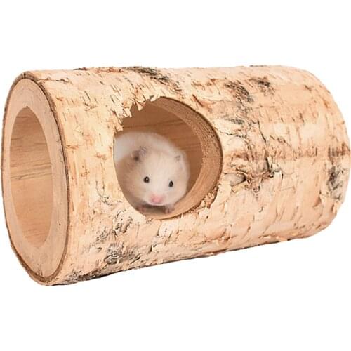 Birch Mouse Hole Natural Solid Wood Animal Tunnel Pipe Chew Toy