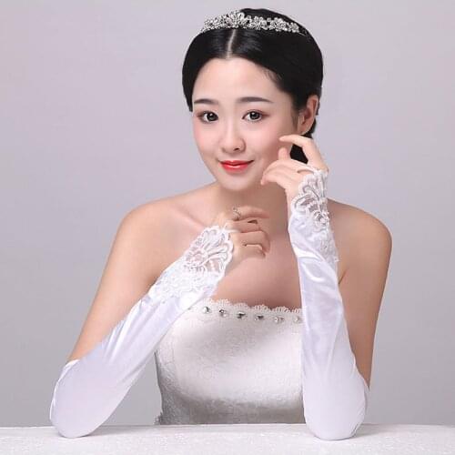 Bride Gloves Women Beads Gloves Summer Girl Mitten Wedding Party Gloves Ceremonial Gloves