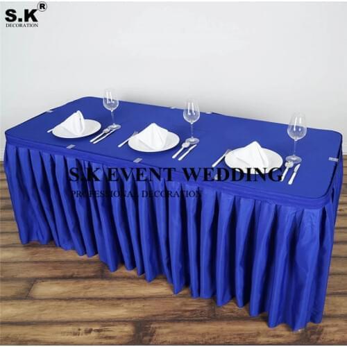 1 Meter Sold Pleated Polyester Table Skirt Rectangular Tablecloth Skirting For Banquet Wedding Party Event Decoration