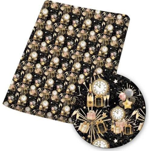 Polyester Cotton Fabric Printed Cloth Sheet Happy New Year 2021 Handmade Mask DIY Dress Supplies Home Textile Patch 45*145cm 1pc