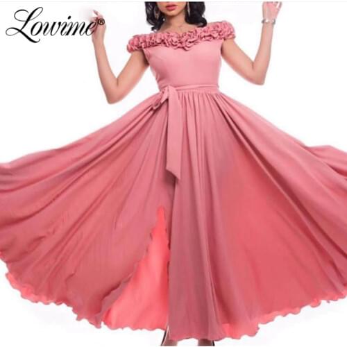 Pink Moroccan Kaftan Evening Dresses Middle East Women Arabic Muslim Special Occasion Formal Dress Party Gowns 2020 Prom Dresses