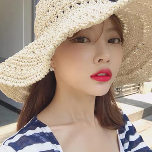 Foldable Straw Hat New Parent-child Loose Hand-woven Crochet Hats Female Summer Fashion Holiday Vacation Beach Visor Caps H091