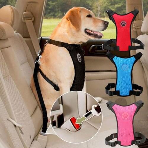 Dog Collar Training Dog Snack Bag Breathable Mesh Dog Car Harness Leash With Adjustable Straps Car Automotive Seat Safety Belt