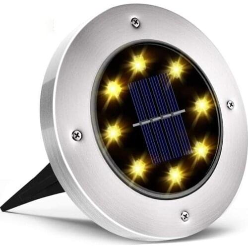 Light-Controlled Solar Light Disk Lights Buried Light Floor Lamp Gutter Outdoor Garden 8 LED Pathway Security Rechargeable