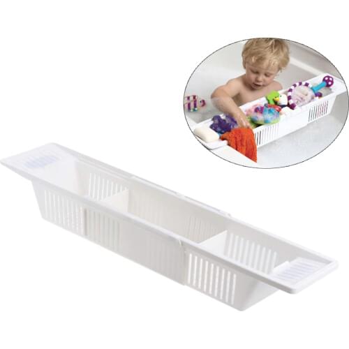 Bathtub Caddy Tray Basket Retractable Multifunction Bathroom Storage Bracket Drain Shelf Rack Bath Toys Organizer